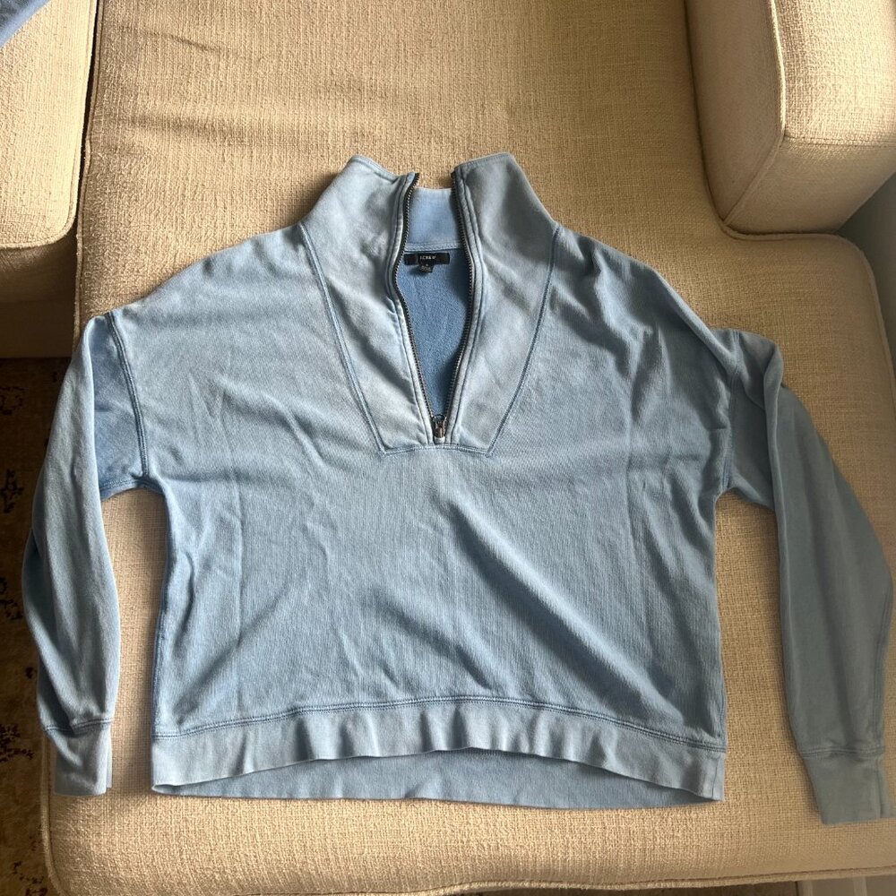 J Crew Lounge Set Quarter Zip and Sweatpants Blue Small - Picture 2 of 8